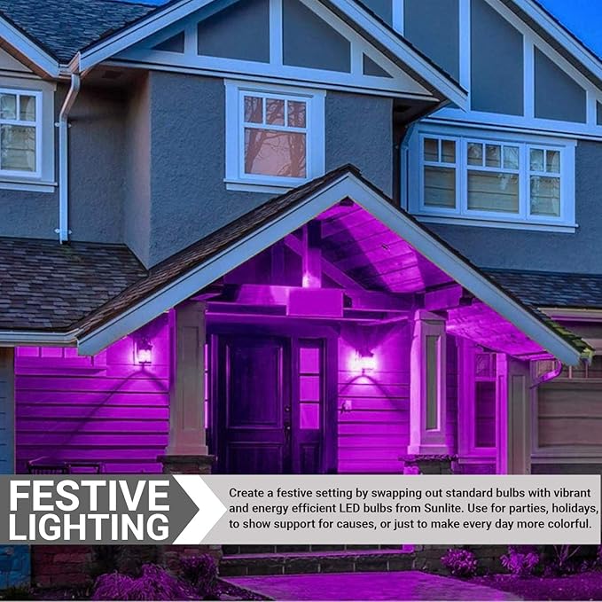 Sunlite 40945 LED Colored Filament A19 Light Bulb, 4.5 Watts, Medium E26 Base, 120 Volts, Transparent Purple, Dimmable, 320 Degree Beam Angle, UL Listed, 6 Count