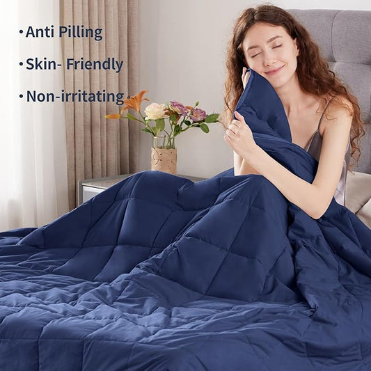 Weighted Blanket Queen/King Size (80"x87" 22lbs),Ultra Soft and Cozy Cooling Weighted Blanket for Adult,Heavy Blanket with Machine Washable Soft Blanket, Blue