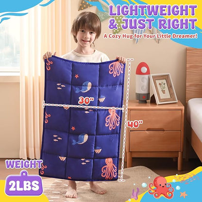 anfie Weighted Lap Pad 2 Pounds, Weighted Blanket (30"*40") Cooling Blanket for Sleeping,Weighted Throw Blanket for Travel Indoor Outdoor (Blue Ocean)