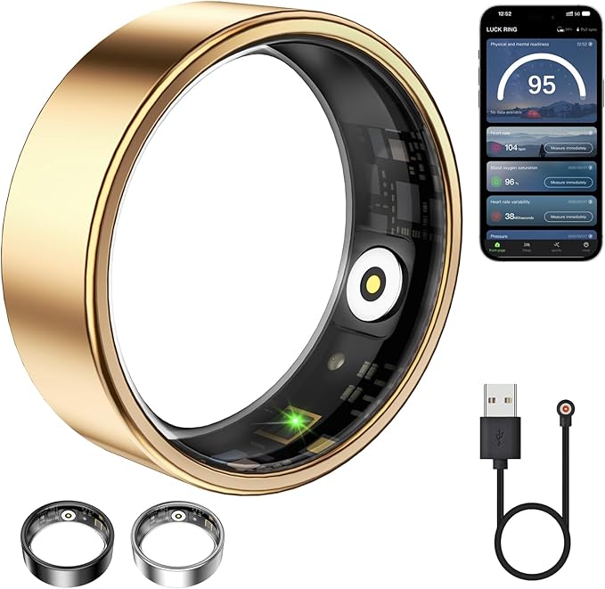 Smart Ring for Women & Men, Fitness Tracker with Heart Rate, Blood Oxygen, Sleep Monitoring, Long-Lasting Battery, No Subscription (Rose Gold, 9)