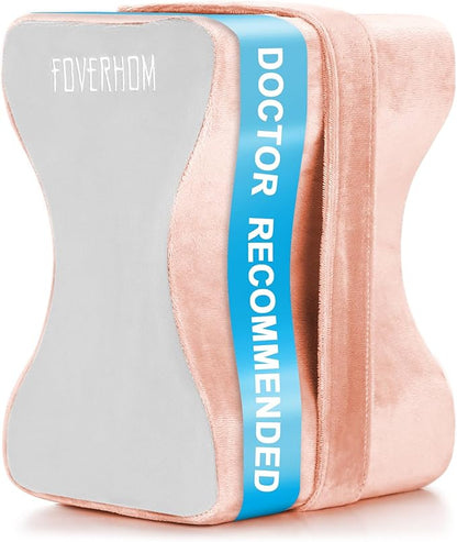 foverhom Memory Foam Knee Pillow,Orthopedic Leg Pillow for Sciatica Relief,Back Pain, Pregnancy, Leg Pain, Hip Pain and Sciatica Relief,Pink Peach