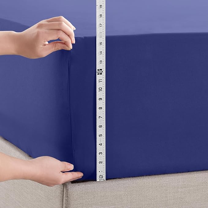 Empyrean 4 Pack California King Fitted Sheets - Deep Pocket, Fits 14-16 Inch Mattress, Ultra Soft Microfiber, Wrinkle-Free & Fade Resistant, Shrinkproof Sheets, Royal Blue