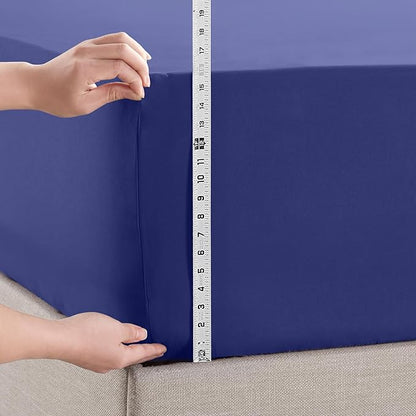 Empyrean King Fitted Sheet - Deep Pocket, Fits 14-16 Inch Mattress, Ultra Soft Microfiber, Fade & Wrinkle Resistant, Shrinkproof, Durable Sheet, Royal Blue