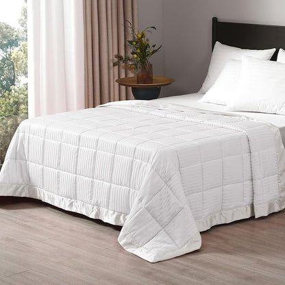 downluxe Weighted Blanket Queen Size, 15 lb Weighted Blanket with Glass Beads for All Season, Machine Washable Heavy Blanket (Ivory, 90 X 90 Inch)