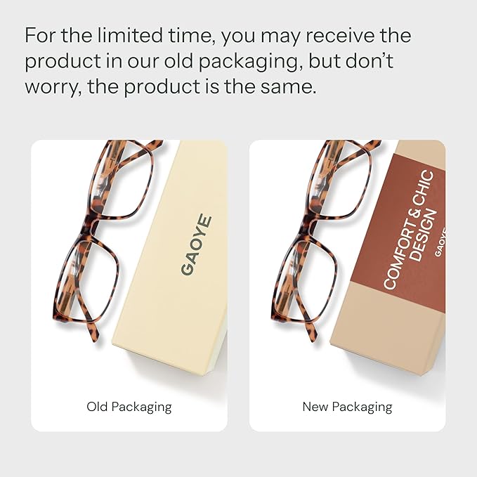 Gaoye +2.25 2-Pack of Reading Glasses - Blue-Light Filter, UV Protection - Readers with Rectangle Frames