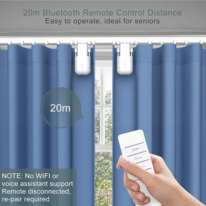 Automatic Curtain Opener 2 Pack: Smart Electric Curtains Closer Robot with Remote Control｜No Drill Quiet Motor｜Compatible for Roman Rods, T & U Tracks｜Long-Lasting Battery for Bedroom & Home