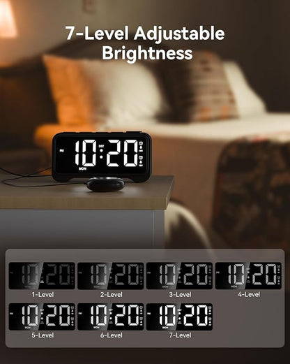 Vibrating Alarm Clock for Heavy Sleepers, Digital Alarm Clock with Bed Shaker, RGB Colorful Changing, Night Light, USB Charger, Dimmable Loud Bedside Desk Clock for kids, Hearing Impaired Deaf, Adults