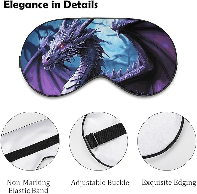 Sleep Mask Purple Dragon Purple Moon Sleep Eye Mask with Adjustable Strap Blindfold Travel Eye Shade Cover Eyemask Eye Cover Soft Eyeshade Patches for Sleeping Yoga