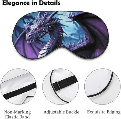 Sleep Mask Purple Dragon Purple Moon Sleep Eye Mask with Adjustable Strap Blindfold Travel Eye Shade Cover Eyemask Eye Cover Soft Eyeshade Patches for Sleeping Yoga