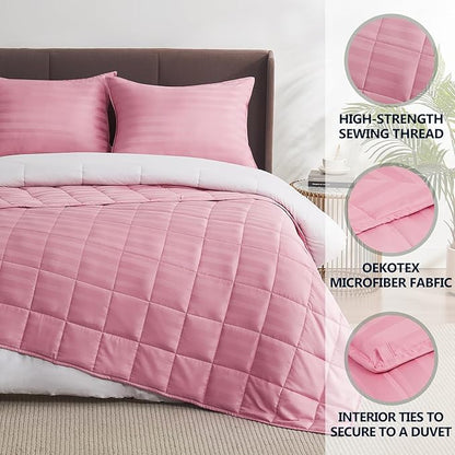 Weighted Blanket Queen/King Size (80"x87" 22lbs),Ultra Soft and Cozy Cooling Weighted Blanket for Adult,Heavy Blanket with Machine Washable Soft Blanket, Pink