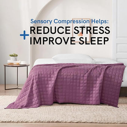 YnM Cooling Weighted Blanket for Adults, 15lbs Heavy Bed Throw for One Person of 140lbs, Perfect for Hot Sleepers or Warm Climates with Rayon/Glass Beads(60x80 Inches, Queen Bed, Fuchsia Purple)