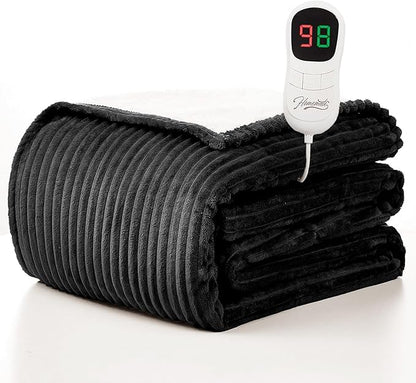 Homemate Heated Blanket Electric Throw - 50"x60" Heating Blanket Throw 1/2/4/6/8 Hours Auto-Off 10 Heat Levels Over-Heat Protection Soft Flannel Sherpa ETL Certification