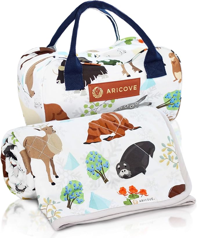 Aricove Kids Weighted Blanket, 5 lb, 36x48 inches, Small Size, Soft Cotton, Machine Washable, Grey/Snow Animals