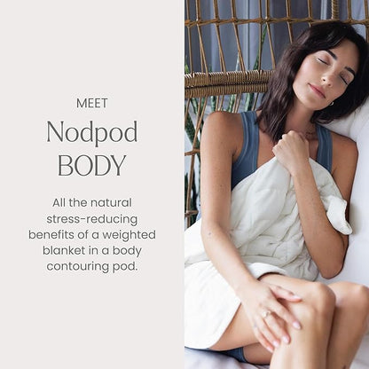 nodpod Body 6.5lb Patented Compact Weighted Blanket I Perfect for Relaxation, Sleeping & Travel l I Glass Bead Filled, Machine Washable (29" x 24") - Bone