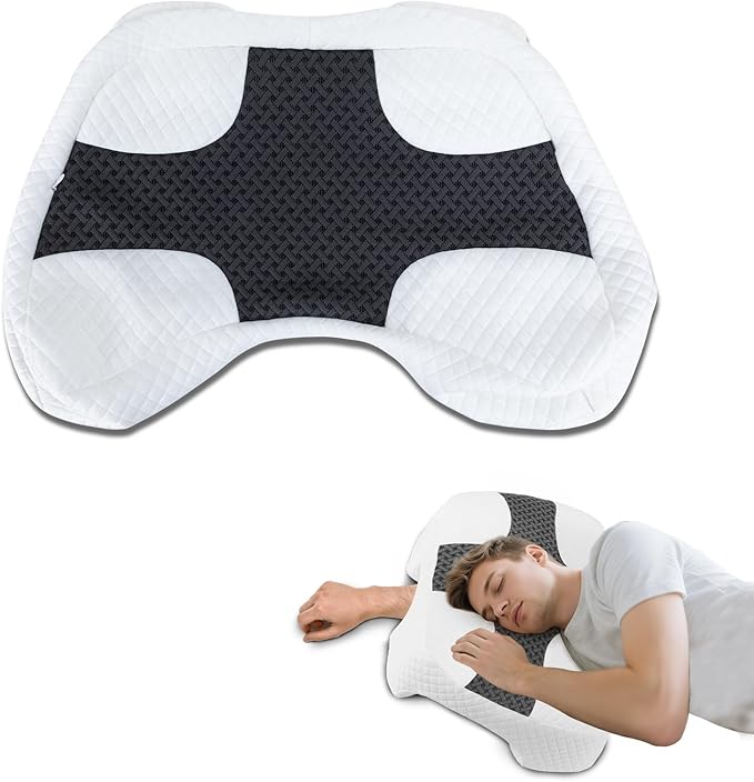 Pillowcase for 7.1 inch Height Side Sleeper Pillow with Arm Hole, Breathable Skin-Friendly Fabric, Machine Washable, Pillow Core Not Included