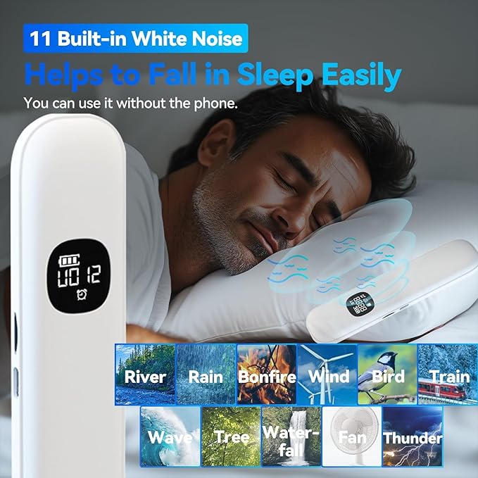 Bone Conduction Pillow Speaker | Under Pillow Bluetooth Speaker for Sleeping | Private Sleep Speaker with 11 White Noises & TF Card Slot – Ideal for Late-Night Scrolling Without Disturbing Partner