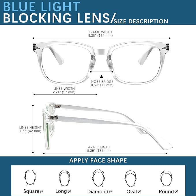 Blue-Light Blocking Glasses Computer Reading/Gaming/TV/Phones Glasses Fashion Anti Eyestrain UV Glasses for Women Men(H3-Black+Transparent)