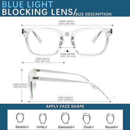 Blue-Light Blocking Glasses Computer Reading/Gaming/TV/Phones Glasses Fashion Anti Eyestrain UV Glasses for Women Men(H3-Black+Transparent)