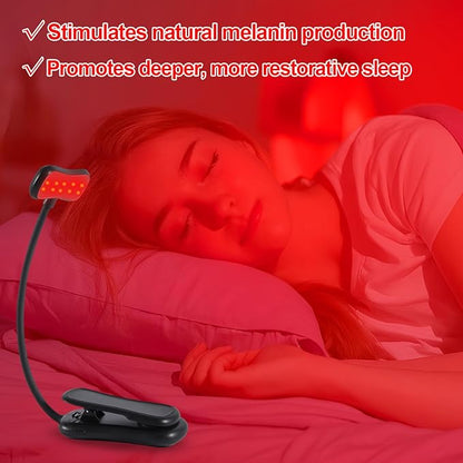 630nm Red Book Light - Zero Blue Light, Rechargeable Clip On Red Reading Light for Reading at Night, Poratble Dimmable LED Book Lamp, Perfect for Travel Nursing Studying