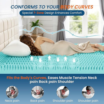 4 Inch Dual Layer Memory Foam Mattress Topper - 2 Inch 1000GSM Fluffy Soft Pillow Top Mattress Pad Cover and 2 Inch Egg Crate Cooling Gel Memory Foam for Back Pain Relief,(Twin,39"x75")