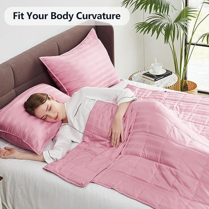 Weighted Blanket Queen/King Size (80"x87" 25lbs),Ultra Soft and Cozy Cooling Weighted Blanket for Adult,Heavy Blanket with Machine Washable Soft Blanket, Pink