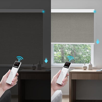 ZSTARR Motorized Blackout Window Blinds Remote Control Automated Window Blinds Rechargeable Roller Shades Blinds with Valance,Customized Size (Grey)