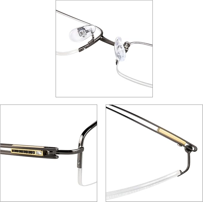 LifeArt Alloy Semi-Rimless Reading Glasses,Blue Light Blocking Glasses, Anti Eyestrain, Computer Gaming Glasses, TV Glasses for Men, Anti Glare (Black, +2.75 Magnification)