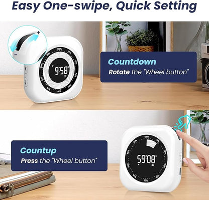 Visual Timer for Kids, 10 Hours Countdown/Up, with Rechargeable, 3 Brightness Display, 3 Volume Levels and Magnetic, Homeschool Study Tool, Large Digital Timers for Kitchen, Classroom