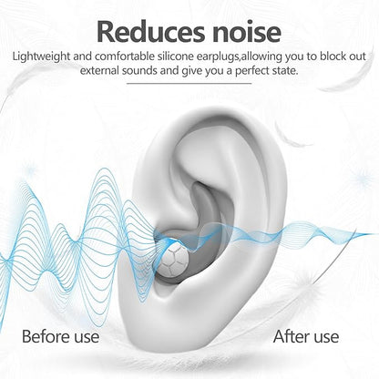 Noise Cancelling Ear Plugs for Sleeping - Grey Comfortable Reusable Silicone Earplugs for Sleep 24dB Noise Reduction Snoring and Studying Travel Concerts Hearing Protection with 3Tips and Storage Box