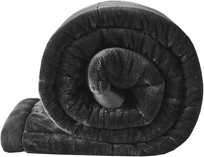 Madison Park King Cozy Blanket HeiQ Smart Temperature Plush to Microfiber Reverse Box Quilting, Reversible, Soft All Season, Lightweight Summer Cover, for Bed, Couch and Sofa, King, Black