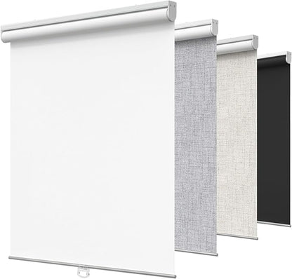 GENIMO 100% Blackout Roller Window Shades, Window Blinds Cordless with Thermal Insulated, UV Protection Fabric, Mini French Door Blinds for Home, Office, Bedroom, Easy to Install, White, 50" W X 72" H