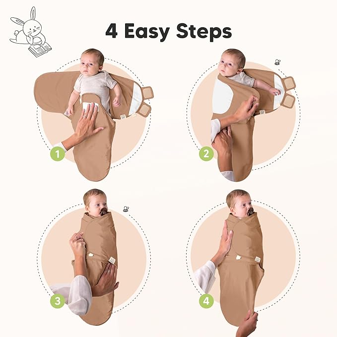 3-Pack Organic Baby Swaddle Sleep Sacks - Swaddles for Newborns, Infant 0-3 Months, Baby Girls, Boys, Soft & Snug Newborn Sleep Sack, Nursery Swaddling Blankets (Terracotta, OS)