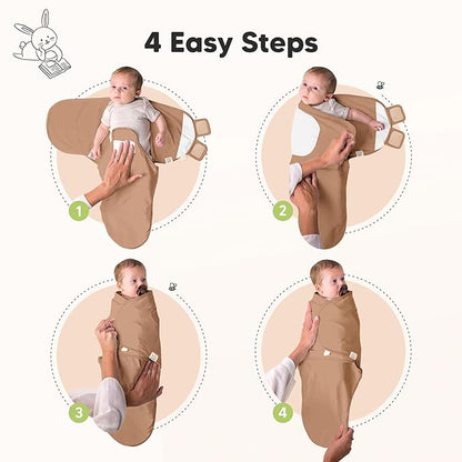 3-Pack Organic Baby Swaddle Sleep Sacks - Swaddles for Newborns, Infant 0-3 Months, Baby Girls, Boys, Soft & Snug Newborn Sleep Sack, Nursery Swaddling Blankets (Terracotta, OS)