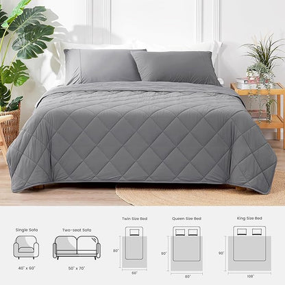 Cozy Bliss Cooling Blanket for Kids Hot Sleepers, Q-Max 0.45 Cooling Comfort, Cold Blankets for Night Sweats Sleeping, Ultra-Cool Lightweight Breathable Blanket for Travel, Glacial Grey 40"x60"