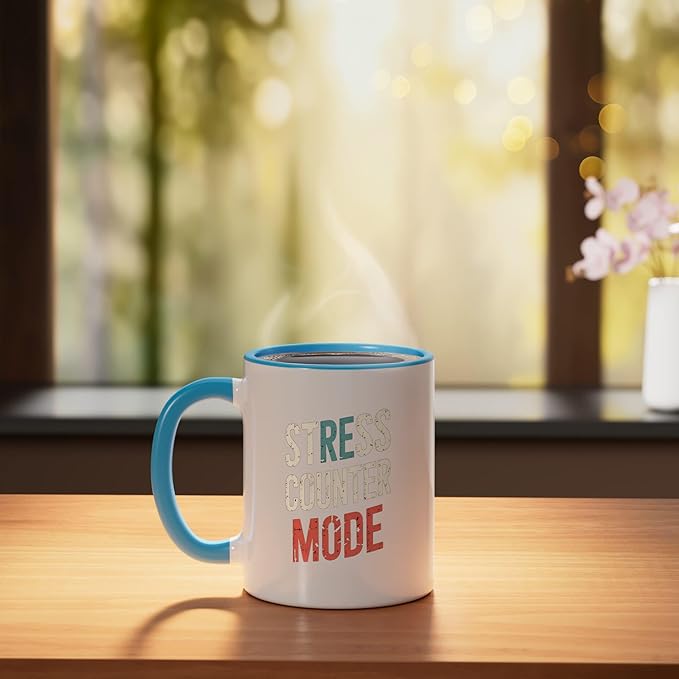 Relaxation Breathing Vagus Nerve Stimulation Stress Relief Ceramic Mug, Blue/White