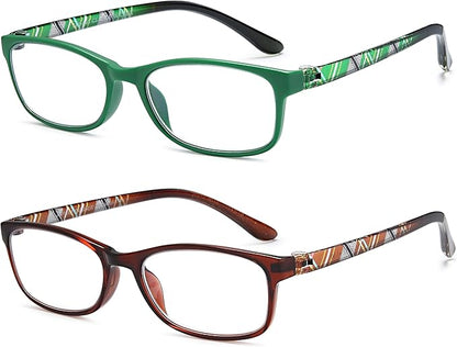 EYEURL Reading Glasses For Men Women - Blue Light Blocking Glasses Reduce Eyestrain - 2 Pack TR90 Frame Lightweight +1.5