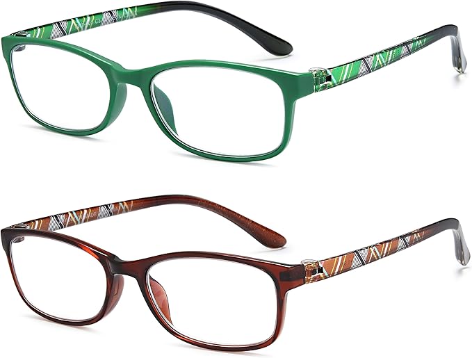 EYEURL Reading Glasses For Men Women - Blue Light Blocking Glasses Reduce Eyestrain - 2 Pack TR90 Frame Lightweight +0.5