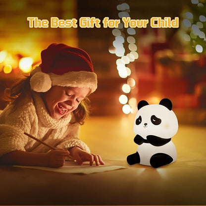 TLAOTNIY Squishy Cute Panda Night Light,Voice Controlled Light with 4 Color Modes Soft Silicone USB Charging Panda Lamp for Kids Room,Novelty Animal Night Lamp for Decor (C-1pack)