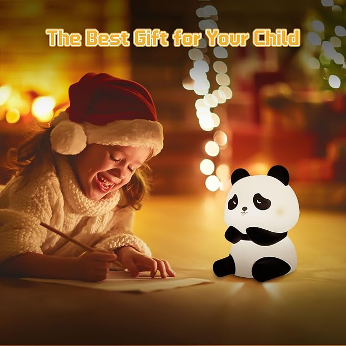 TLAOTNIY Squishy Cute Panda Night Light,Voice Controlled Light with 4 Color Modes Soft Silicone USB Charging Panda Lamp for Kids Room,Novelty Animal Night Lamp for Decor (A-1pack)