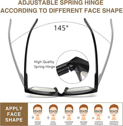Readers for Women Oprah Style Square Reading Glasses with Spring Hinge Blue Light Blocking for Men Ladies