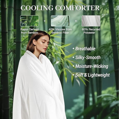 NEXHOME PRO 100% Viscose Derived from Bamboo Comforter King Size - Cooling & Moisture-Wicking Bedding - All Season Lightweight Design - Natural Organic King Duvet Insert