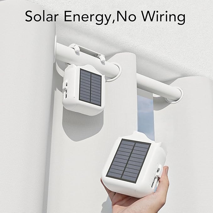 Tangxi Automatic Curtain Opener, Solar Powered Electric Curtain Opener Robot, Voice Control & APP Timed & Remote Control Smart Assistant for Roman U T Rails