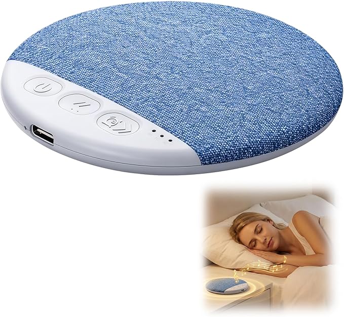 Sleep Pillow Speaker, Bluetooth Pillow Speaker for Sleeping, Mini Bone Conduction Bluetooth Sleep Aid with White Noise Timer, Flat and Ultra-Thin, Auto-Off Function for Deep Sleep (Blue)