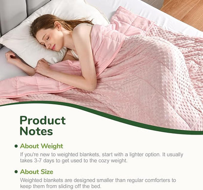 Sivio Weighted Blanket for Adult(20lbs, 60"×80", Queen Size), Breathable Soft Minky Weighted Throw Blanket Queen for All Season,Heavy Blanket with Premium Glass Beads, Pink