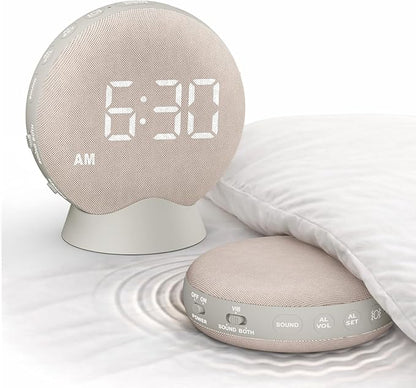 SolaceRise Super Loud Alarm Clock for Heavy Sleepers: Vibrating Digital Auto-Dim Clock with Bed Shaker for Hearing Impaired - Portable Rechargeable Battery for Bedroom Travel Dorm - Putty