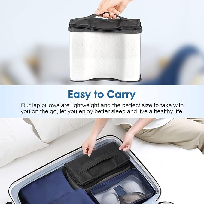 Memory Foam Knee Pillow, Sleeping Leg Pillow, for Side Sleepers & Pregnant Women - for Spinal Alignment, Relief Sciatica, Knee, Back, Leg & Hip Pain, with Washable Cover & Travel Bag, White