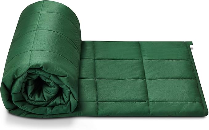 TONGDADA Kids Weighted Blanket | 40''x60'',7lbs | for Child Between 55-80 lbs | Premium Cotton Material with Glass Beads | Dark Green