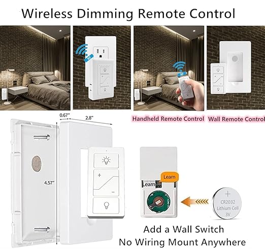 Nexete Smart Dimmer Plug Outlet Switch with Remote, Lamp Dimmer Outlet Switch Plug Adapter for Dimmable LED Light Bulbs Lamps String Lights Voice Control,Work with Alexa ( Plug in Dimmer with Remote )