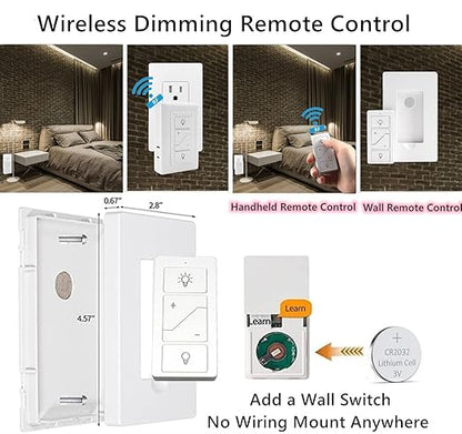 Nexete Smart Dimmer Plug Outlet Switch with Remote, Lamp Dimmer Outlet Switch Plug Adapter for Dimmable LED Light Bulbs Lamps String Lights Voice Control,Work with Alexa ( Plug in Dimmer with Remote )