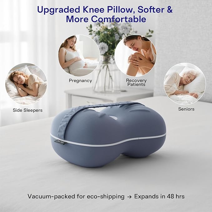 Knee Pillow for Side Sleepers - Leg Pillow for Side Sleeping, Memory Foam Knee Pillows for Back Hip Pain, Spine Aligning, Sciatica, Surgery Recovery